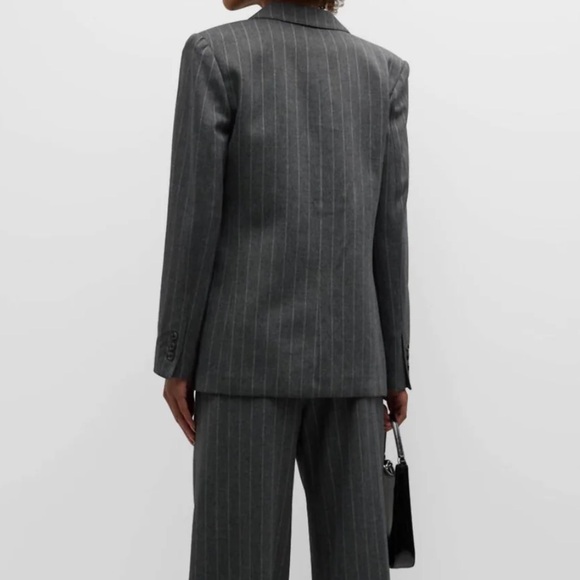 Smythe 90’s Gray Pinstripe Women’s Blazer Size S NWOT $695 Power Suit Jacket - Picture 2 of 4